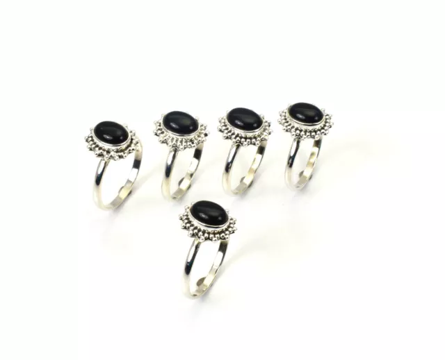 WHOLESALE 5PC 925 SOLID STERLING SILVER BLACK ONYX RING LOT o885