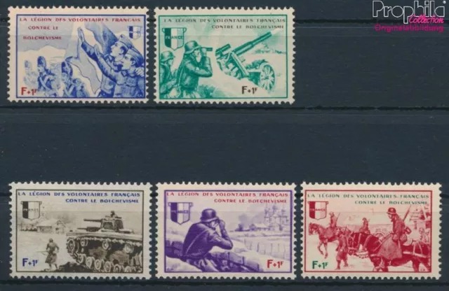 Briefmarken Frankreich (Dt.Bes.2.WK.) 1942 Mi VI-X postfrisch Militär, Kr (10128