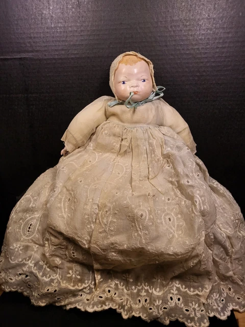 Grace S Putnam Porcelain Bye Lo Cryer Baby Doll 14” Original Vintage Clothing