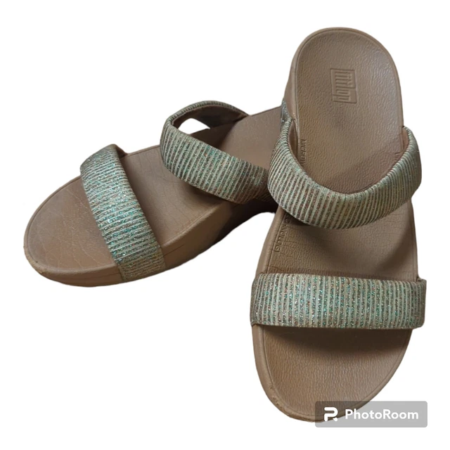Fitflop Sandals Womens Size 6 Mina Glitter Gold Slip On Wobble Board