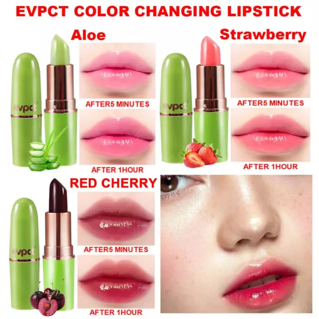 3 piezas Evpct Aloe Vera Fresa Negro Rojo Cereza Bálsamo Labial Cambiante de Color 3