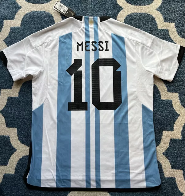 NEU offizielles Messi 10 Adidas 3 Sterne Argentinien Shirt Weltmeisterschaft 2022 Gewinner. XL