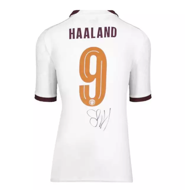 ERLING HAALAND BACK Signed Manchester City 202324 Away Shirt Autograph