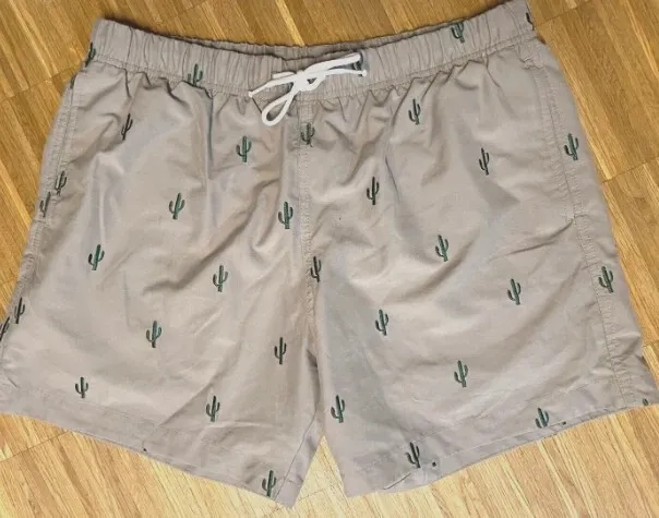 H&M Badeshorts mit Kaktusmotiv grau Herren NEU Gr. L NP 24,90 €