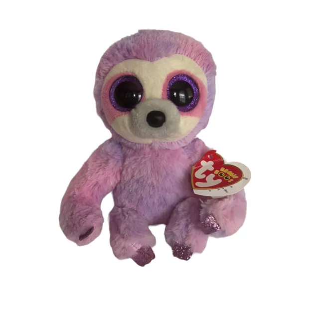 TY Beanie Boos 6" Purple Sloth Dreamy Plush Stuffed Animal Toy Big Purple Eyes