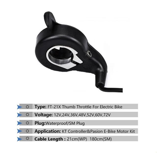 E-Bike Daumengas 300X - Aluminiumlegierung Geschwindigkeitsregler 12-72V