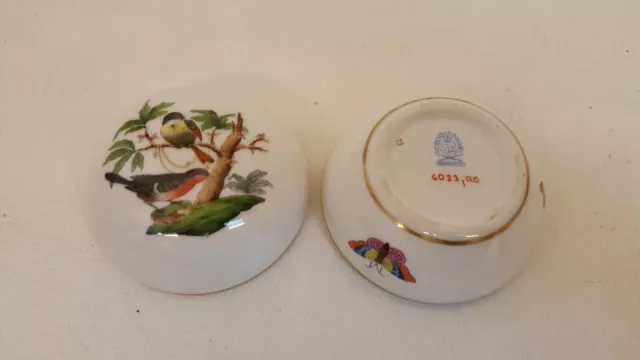 Herend Hungary handpainted covered trinket box Rothschild 6033 birds butterflys