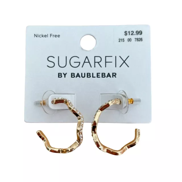 Sugarfix by BaubleBar Womens Zig Zag Crystal Hoop Gold Earrings NEW