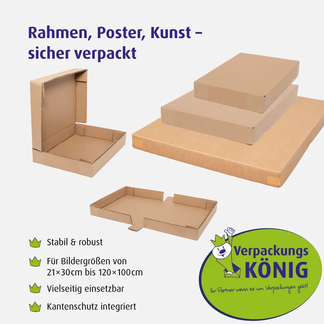 Verpackungskönig Faltkarton Bilderkartons & Leinwandkartons 2-wellig – Verschiedene Größen Für Kunst, Gemälde & Versand (Made In Germany