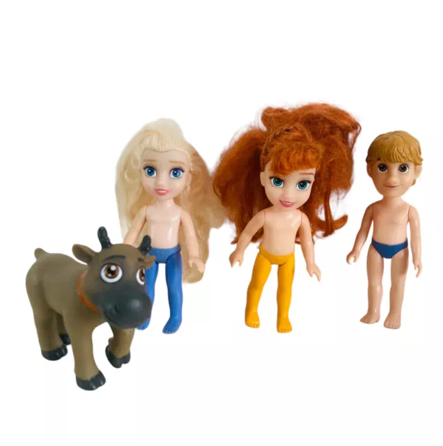 Disney Frozen Mini Toddler / Animator Doll Set. Elsa Anna Sven Kristoff Play Toy