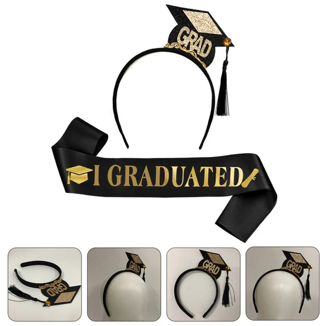 1 juego de diadema de gorra de graduación y faja de graduación fiesta utilería decorativa