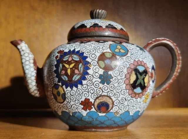 Japanese Meiji Period Cloisonne Miniature Tea Pot.