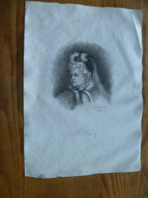 1879 Pencil Drawing ?  by A.A.Brewster-- " A BEAUTY "       Beautiful Woman