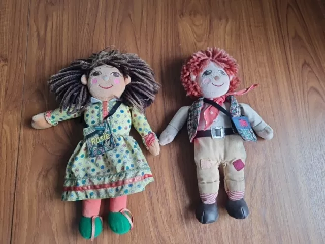 Rosie & Jim Canal Narrowboat Plush Beanie Rag Dolls With Their Tote Bags!!