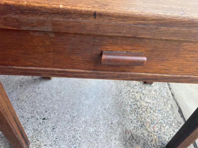 Antique Oak Side Table with Drawer