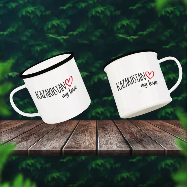 Kazakhstan my love Geschenk Idee Emaille Tasse Kasachstan Kaffeetasse Souvenir W 2