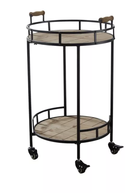 Iltokk Round Bar Cart And Wine Rack - Brown With Removable Bottom Shelf