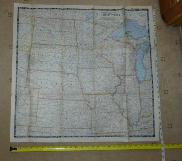 VINTAGE NATIONAL GEOGRAPHIC Map Of North Central United States June vintage-national-geographic-map-of-north-central-united-states-june