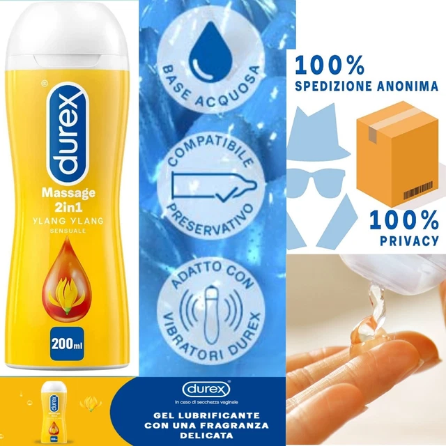 Durex Massage 2in1,Gel Lubrificante Intimo a Base Acqua e Gel per Massaggi 200ml