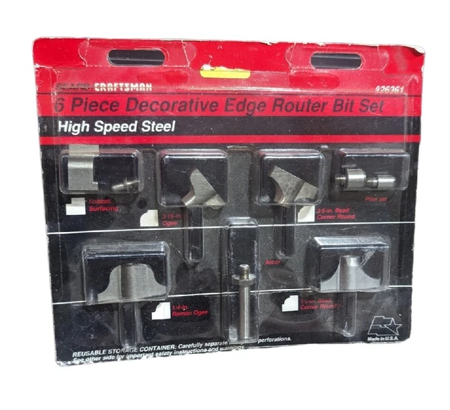 SEARS CRAFTSMAN 6 Piece Decorative Edge Router Bit Set, New, 926361