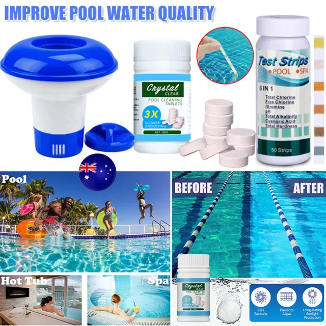 100 Tablets Pool Cleaning Tablet Floating Chlorine Hot Tub Chemical Dispenser~