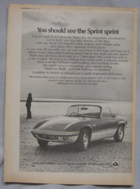 1971 Lotus Elan Sprint Original advert No.1