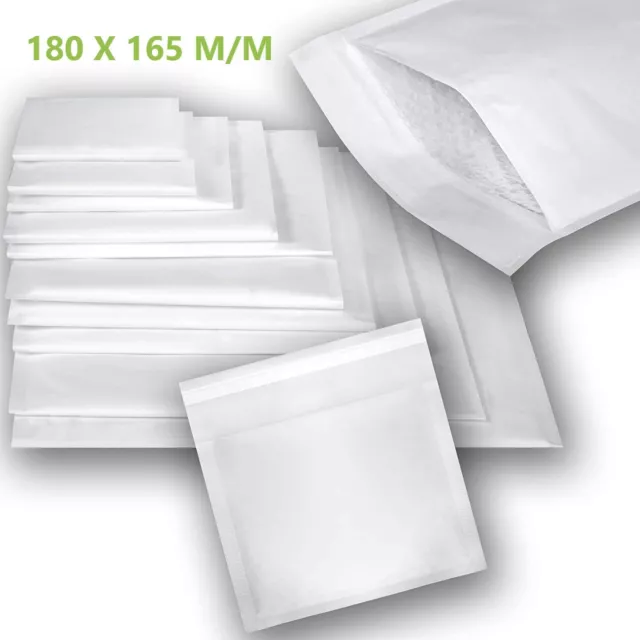 100 Enveloppes pochettes bulle air matelassees blanche Eco 180x165 m/m