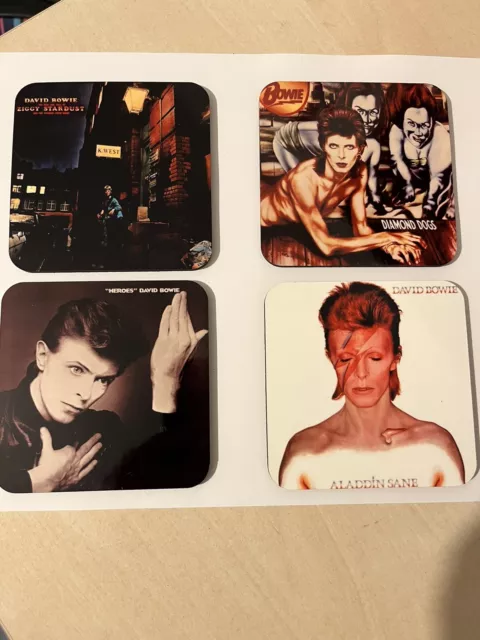 set of four handmade David bowie coasters