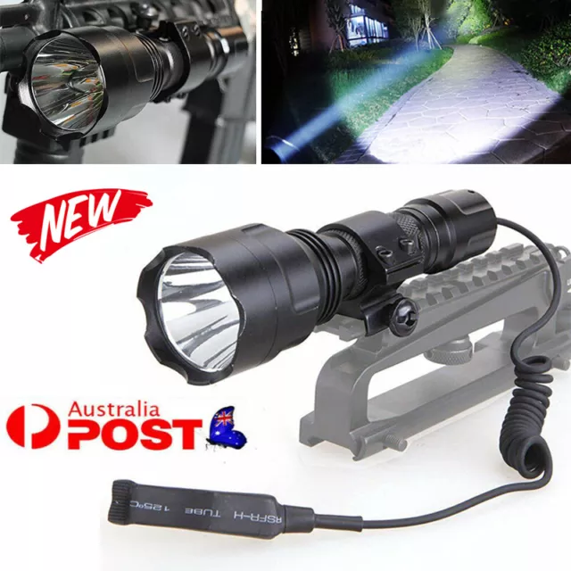 5000LM T6 LED Tactical Flashlight with Picatinny Rail Mount Pressure Switch