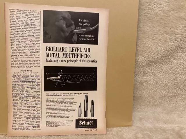 Jbfa5 Advert 8X6 Selmer : Brilhart Level-Air Metal Mouthpieces