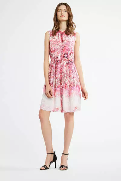 Elie Tahari Samiyah Printed Silk Dress - Pink Passion 12 2