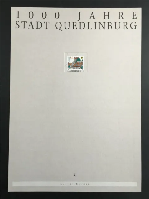 German Post Art-Edition 1994/31 1765 Quedlinburg Schlossberg Stiftskiche