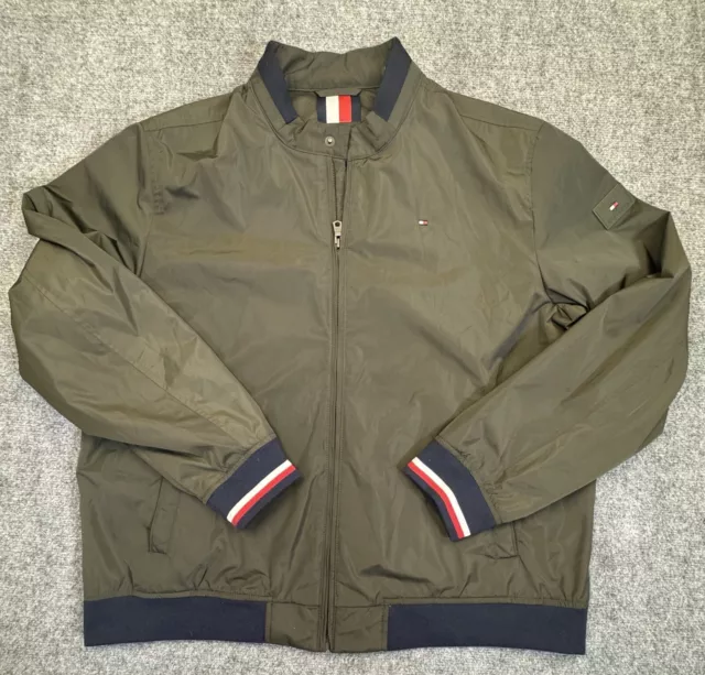 Tommy Hilfiger Mens 2XL Olive Green Water and Wind and Resistant Bomber Jacket