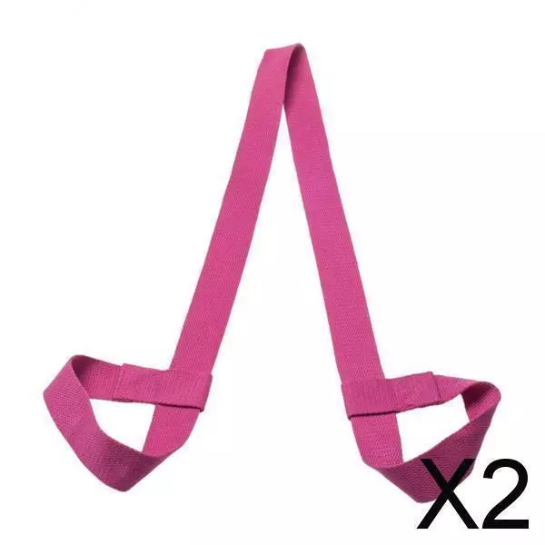 2X Cotton Yoga Mat Strap Pilates Mat Carrier Fitness Stretchy Loop Fushia
