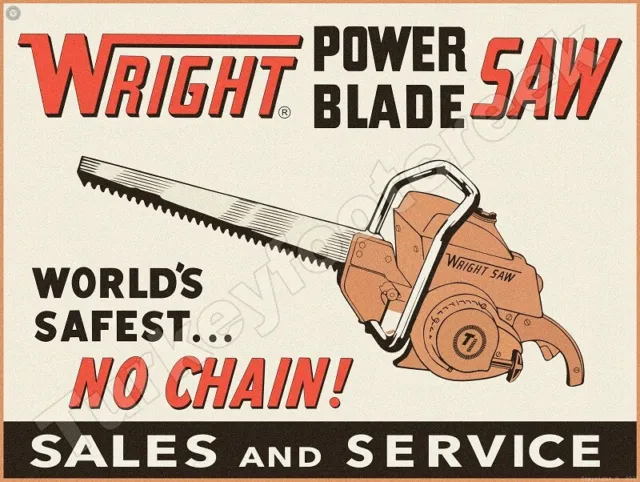 Wright Power Blade Saw 9" x 12" Metal Sign