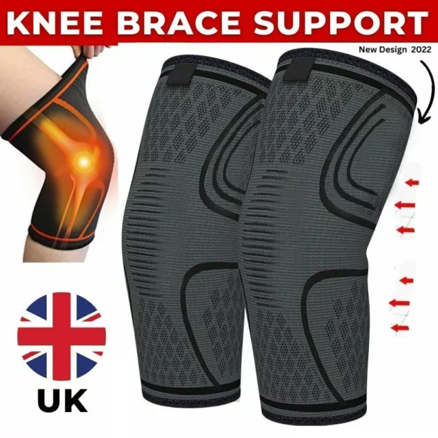 2X Knee Support Sleeve Brace Patella Arthritis Pain Relief Gym Knee Supports
