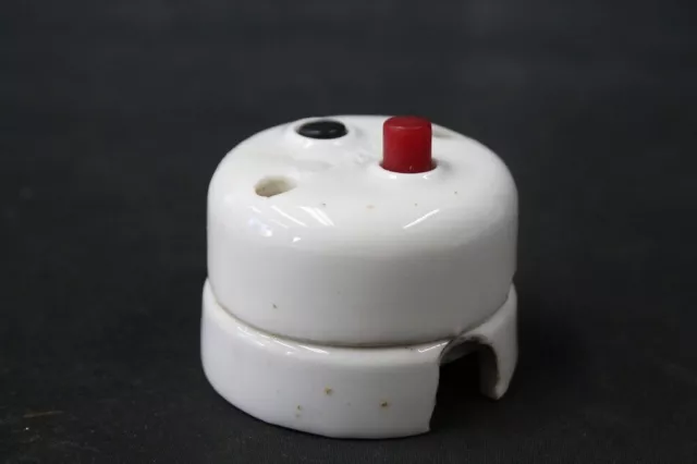 Old Switch Porcelain Presser 2 Buttons Art Deco Vintage Retro Drp