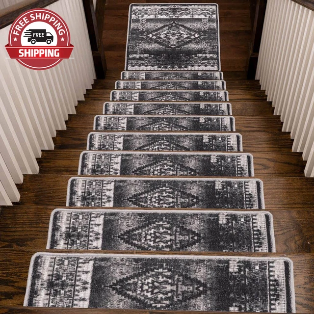 Benissimo, 13+1 Stair Treads Carpet with Landing Slip Resistant Stair Rugs, Set