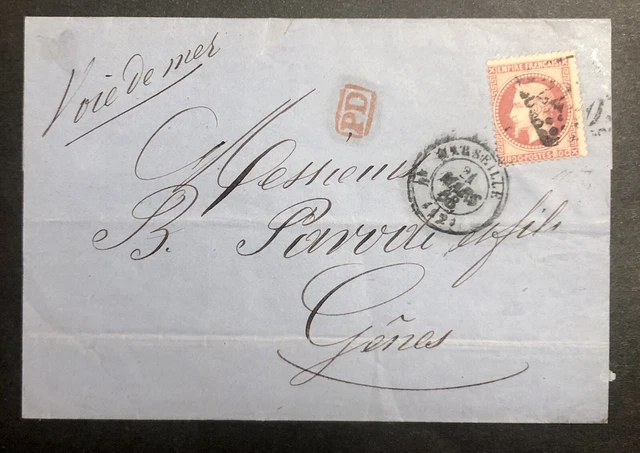 Francia 80 Cent 1868 Marsiglia Via Mare Italia Genova Qualita