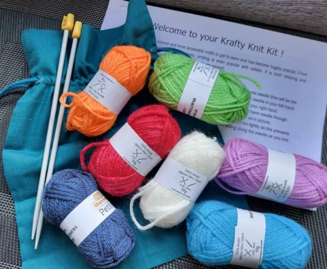 Learn to Knit Kit -  Beginners Knitting Set -  Easy Knitting Kit