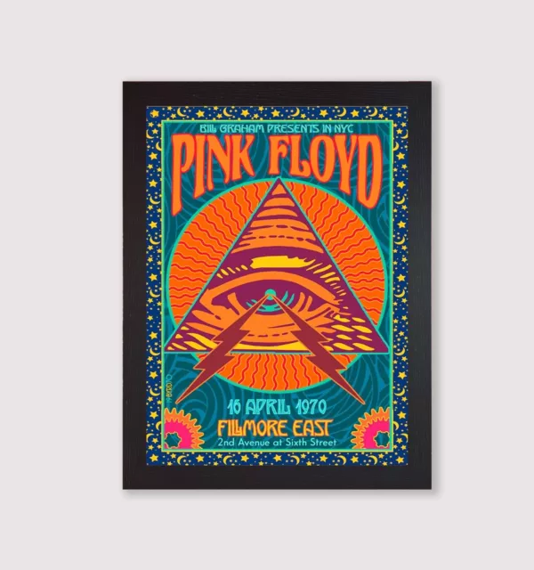 Framed Pink Floyd Fillmore Concert Poster Reproduction Print Wall Art