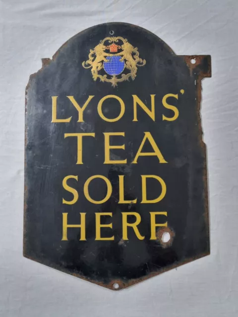 Original Lyons Tea Sold Here Enamel Sign ~ Vintage Double Sided Enamel Sign