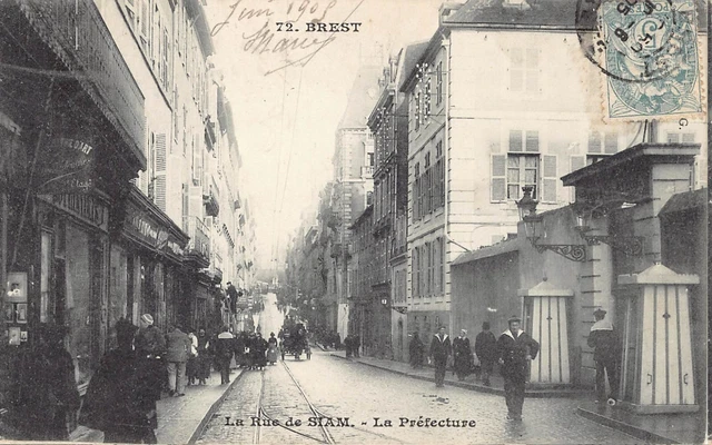 Carte Postale Ancienne Dept 29 Finistère - Brest la rue de Siam la Préfecture