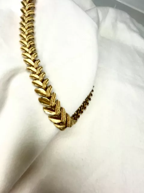 Monet Invisible Extender Multi-textured Articulated Leaf Gold Tone Necklace