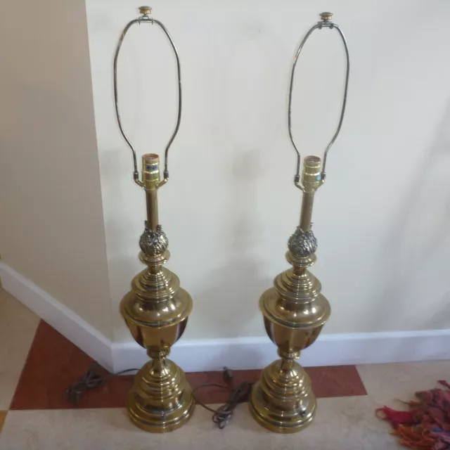 Matching pair Stiffel 5561 brass lamps. No shades, working, vintage. 2 available