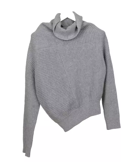 Women's Acne Studios JACY L RIB PAW15 Wool Grey Asymmetrical Sweater Size XS