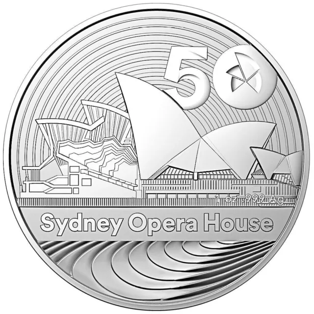 Sydney Opera House 50. Anniversario 1 oz 999 argento 2023 Australia ST/BU