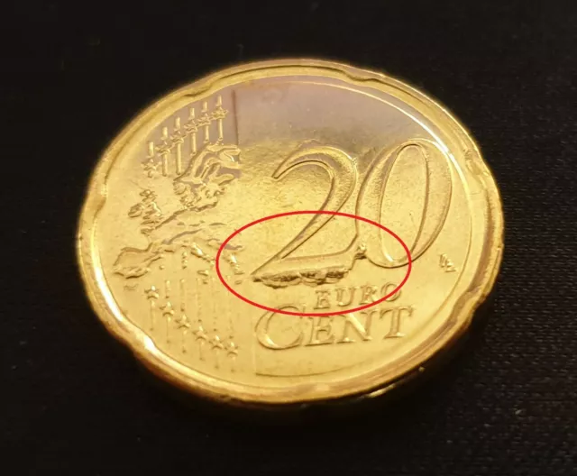 FAUTEE UNC - Gros SURPLUS - 20cts Belgique 2009 Neuve EURO ERROR