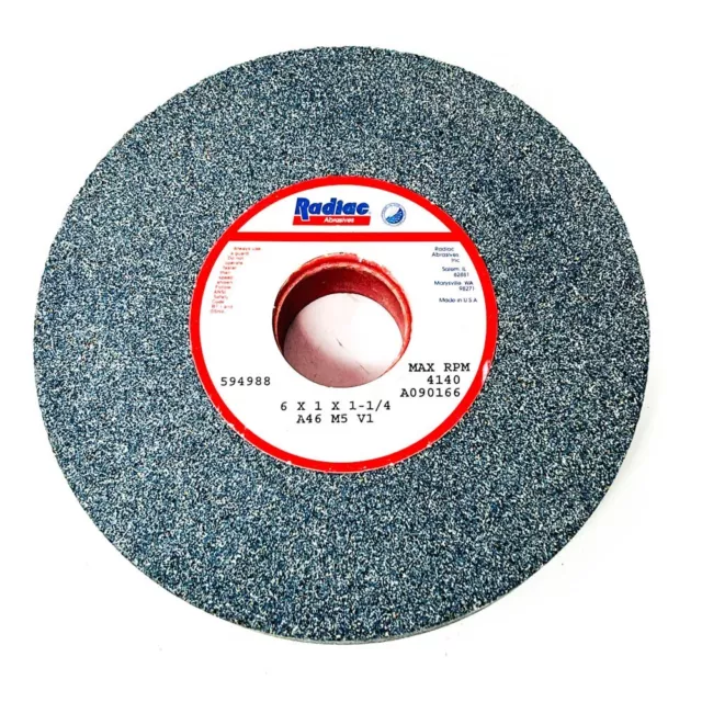 Radiac A090166 Bench & Pedestal Grinding Wheel 6 x 1 x 1-1/4 in, 4140 RPM - USA