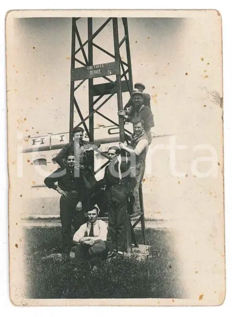 1940 ca COSTUME ITALIA Lavoratori su traliccio *Foto CURIOSA 6x8 cm